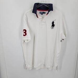 Polo Ralph Lauren Polo Shirt Mens XXL Big Pony White Blue Red Vintage